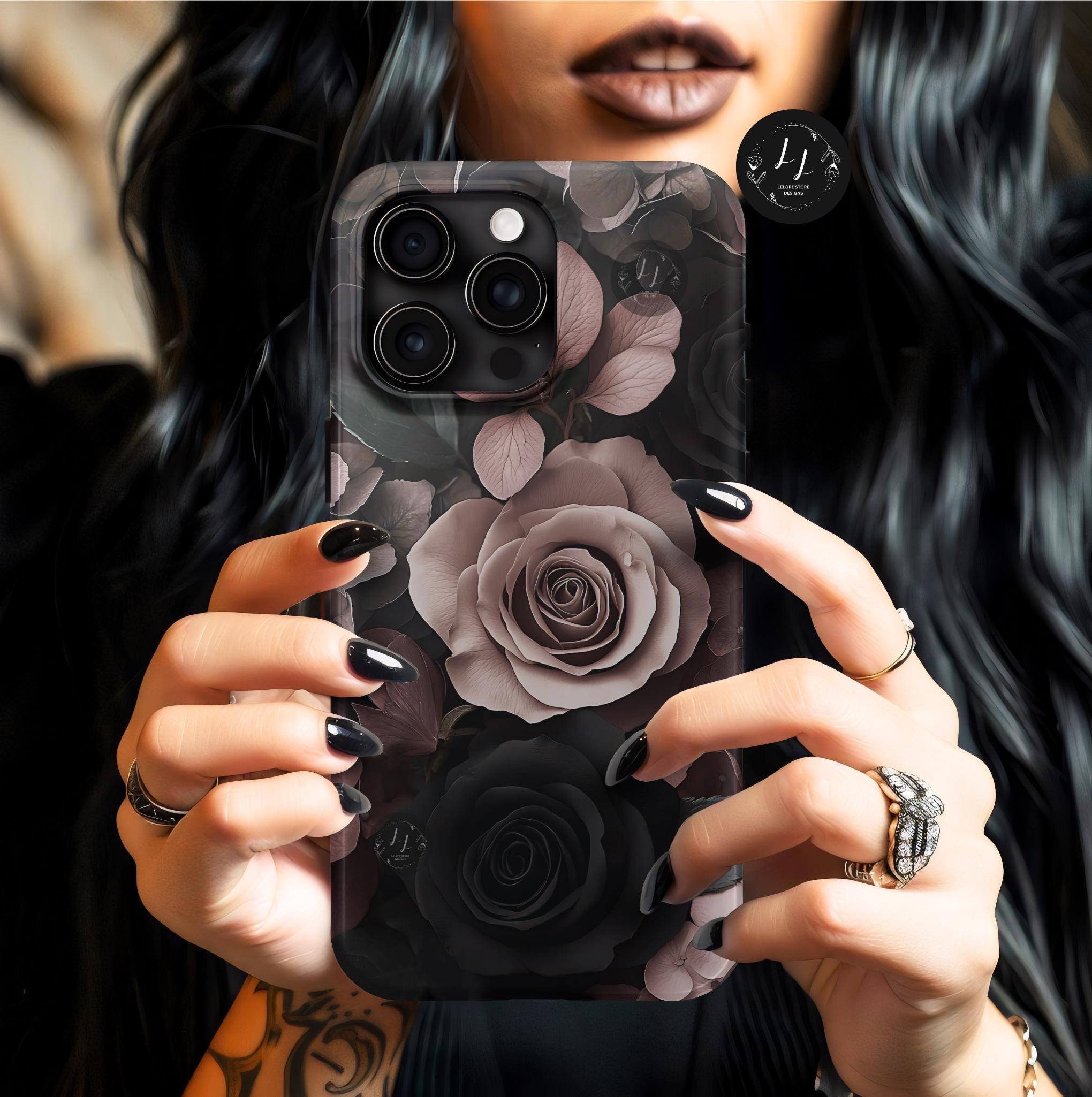 Gothic Rose Floral Victorian Baroque Phone Case Gothic iPhone Galaxy Pixel Cover