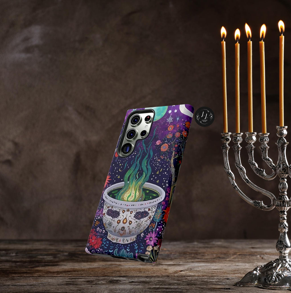 Celestial Cauldron Phone Case: Spooky Floral Witch Design Celestial Halloween cover