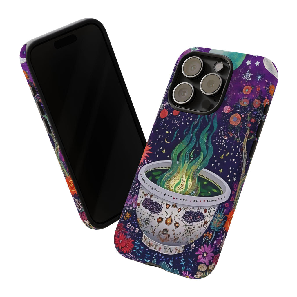 Celestial Cauldron Phone Case: Spooky Floral Witch Design Celestial Halloween cover