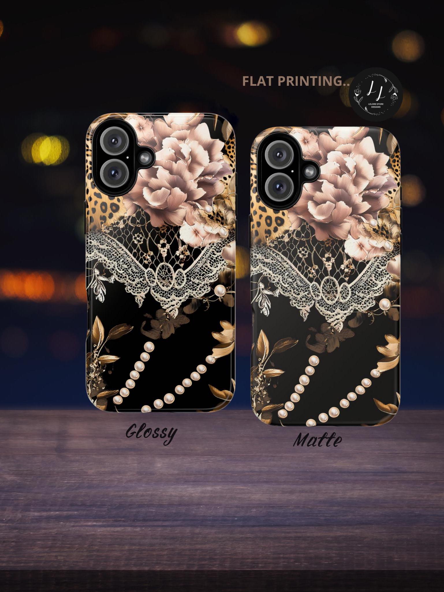 Leopard Animal Print Phone Case: Chic Floral Lace Design Cover Gift, iPhone, Galaxy, Pixel