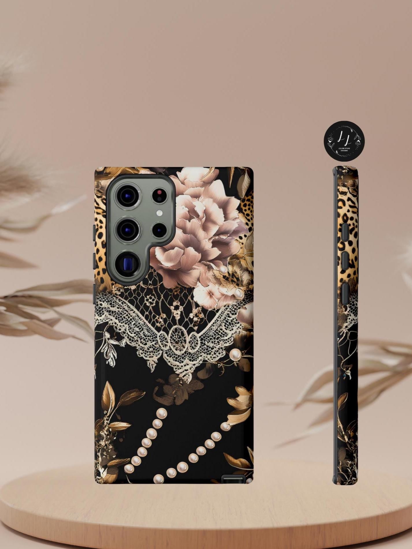 Leopard Animal Print Phone Case: Chic Floral Lace Design Cover Gift, iPhone, Galaxy, Pixel