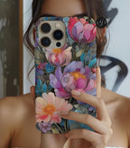 Romantic Floral Aesthetic Faux Stained Glass Phone Case, Coquette Cove Mosaic iPhone 16 15 14 13, Galaxy S25 Ultra case, Pixel 9 pro case