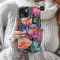 Romantic Floral Aesthetic Faux Stained Glass Phone Case, Coquette Cove Mosaic iPhone 16 15 14 13, Galaxy S25 Ultra case, Pixel 9 pro case