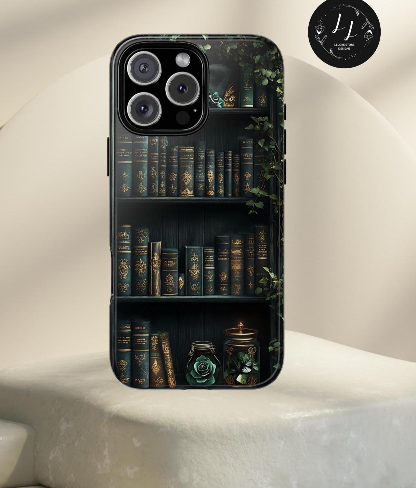 Floral Book Phone Case: Green Botanical Cover for iPhone, Galaxy, Pixel