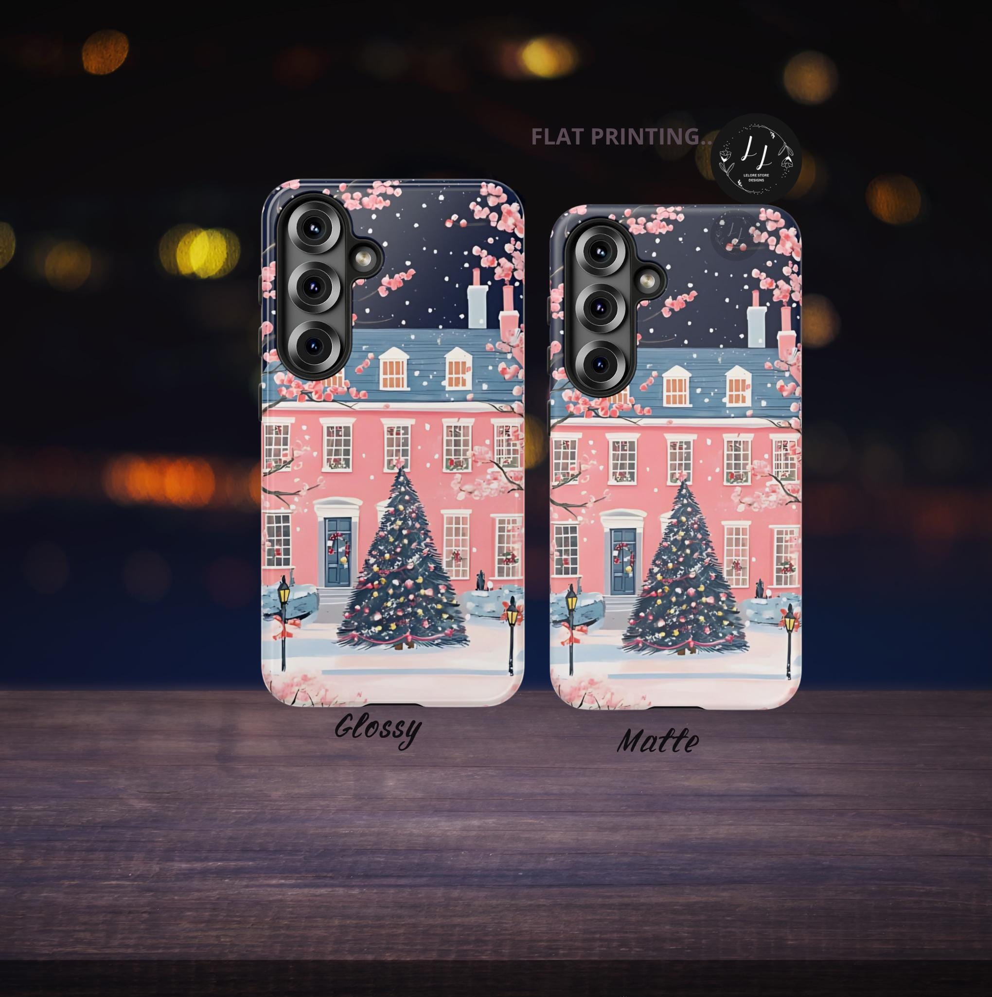 Pink Christmas Tree Phone Case: Boho Holiday iPhone, Galaxy, Pixel