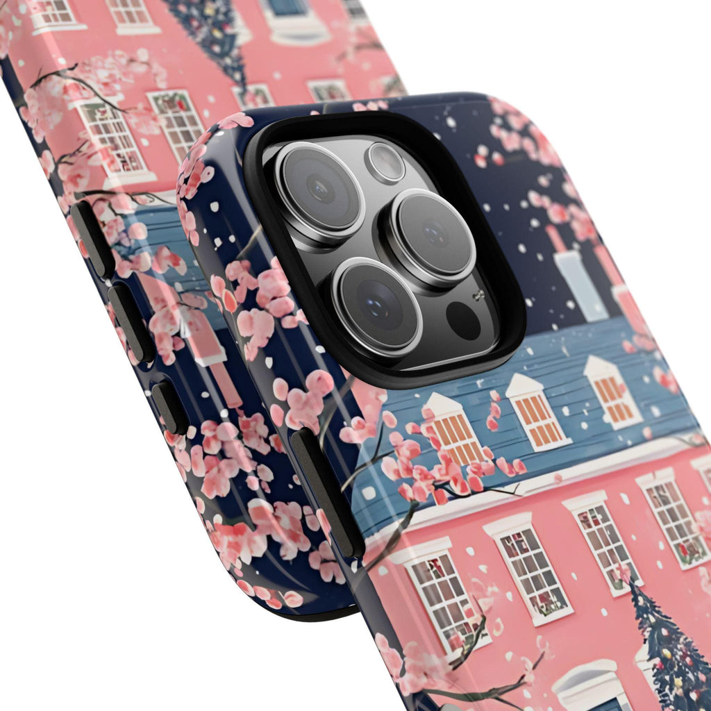 Pink Christmas Tree Phone Case: Boho Holiday iPhone, Galaxy, Pixel