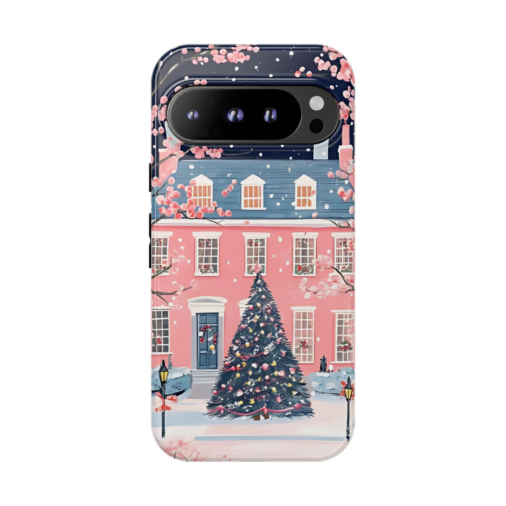 Pink Christmas Tree Phone Case: Boho Holiday iPhone, Galaxy, Pixel