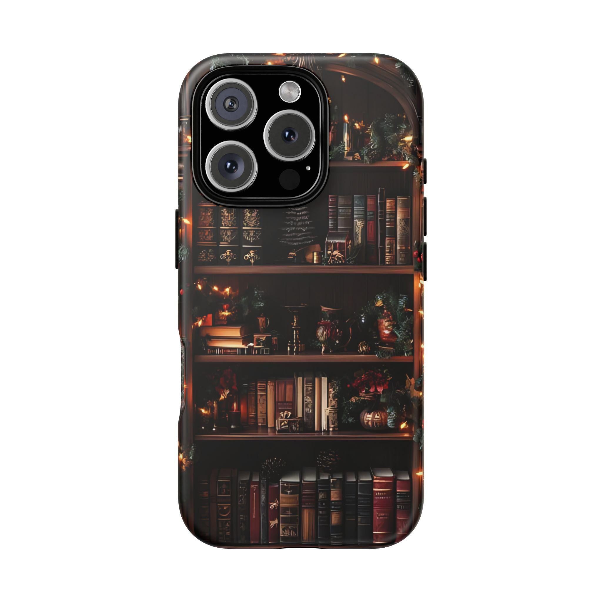 Bookish Christmas Phone Case: Festive Books Design iPhone Galaxy Pixel Cover