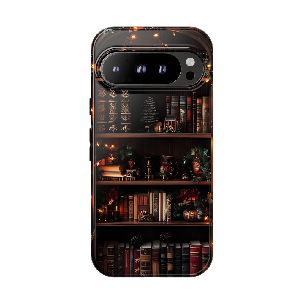 Bookish Christmas Phone Case: Festive Books Design iPhone Galaxy Pixel Cover