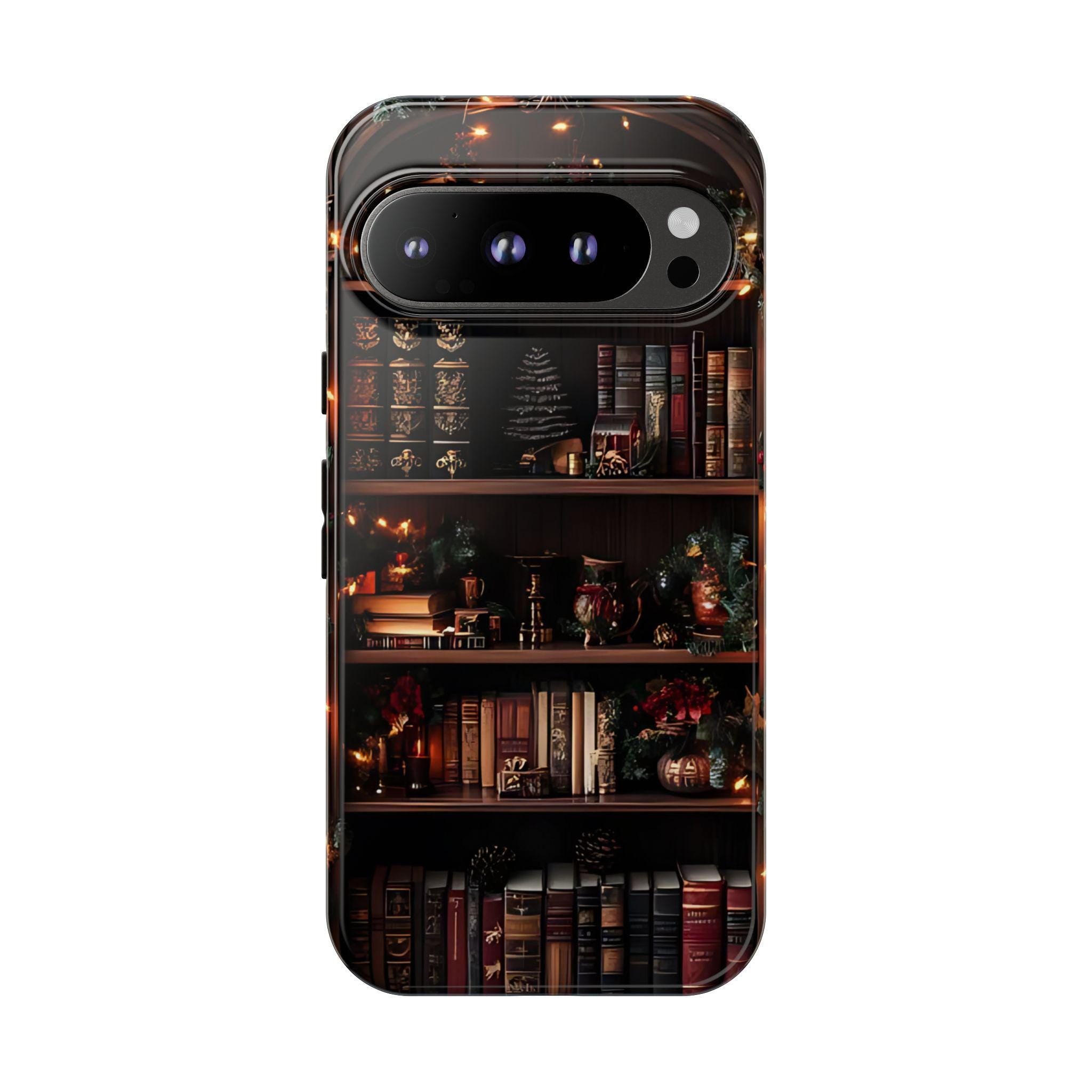 Bookish Christmas Phone Case: Festive Books Design iPhone Galaxy Pixel Cover