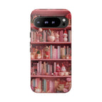 Pink Christmas Bookshelf Phone Case: Romance Novel Lover Gift