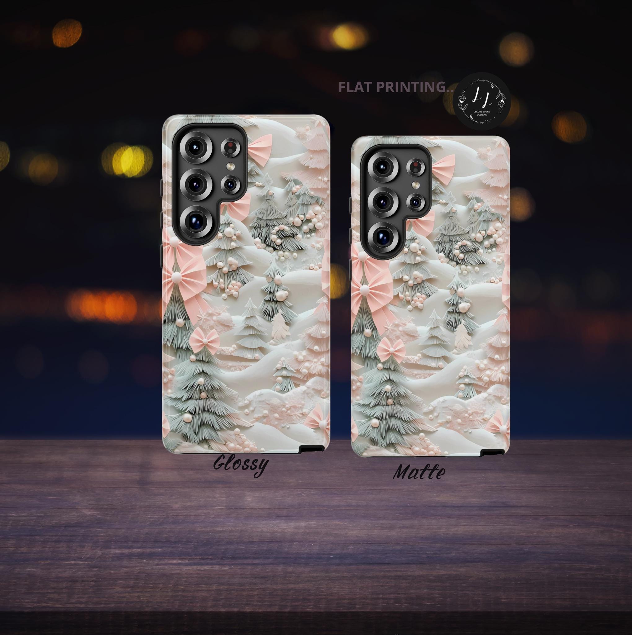 Winter Wonderland Phone Case: Snowy Forest with Pink Bows
