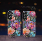 Romantic Floral Aesthetic Faux Stained Glass Phone Case, Coquette Cove Mosaic iPhone 16 15 14 13, Galaxy S25 Ultra case, Pixel 9 pro case