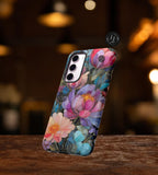 Romantic Floral Aesthetic Faux Stained Glass Phone Case, Coquette Cove Mosaic iPhone 16 15 14 13, Galaxy S25 Ultra case, Pixel 9 pro case