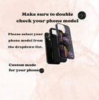 Gothic Bookshelf Phone Case: Purple Floral Book Lover Design