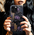 Gothic Bookshelf Phone Case: Purple Floral Book Lover Design