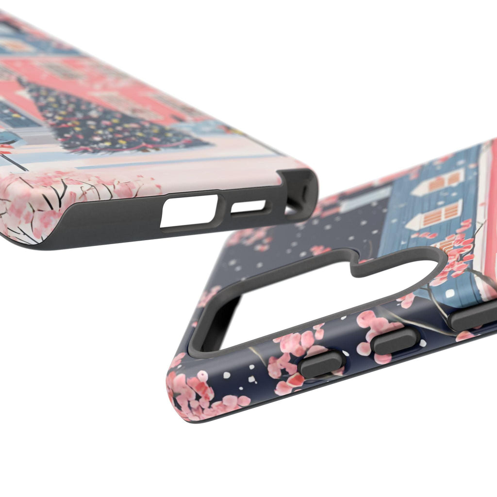 Pink Christmas Tree Phone Case: Boho Holiday iPhone, Galaxy, Pixel