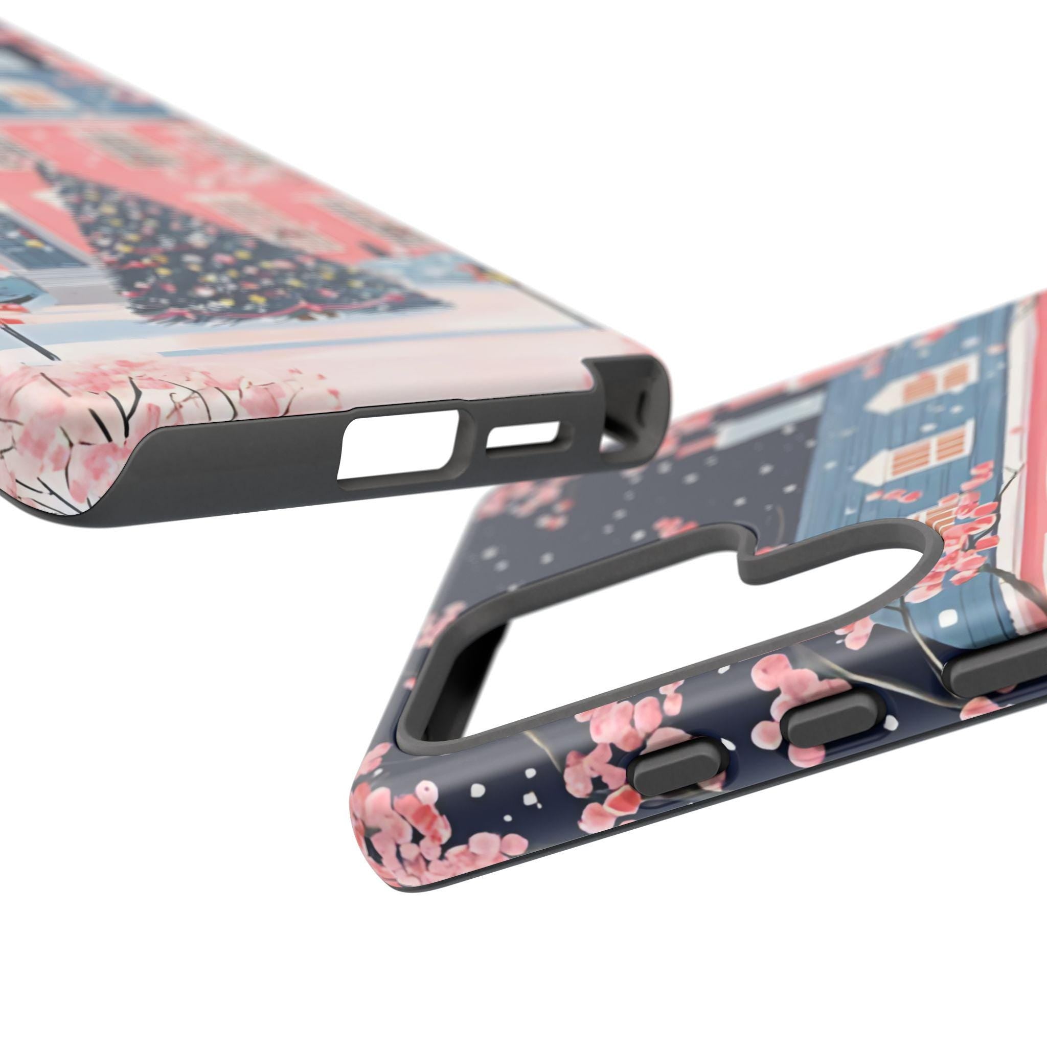 Pink Christmas Tree Phone Case: Boho Holiday iPhone, Galaxy, Pixel