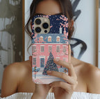 Pink Christmas Tree Phone Case: Boho Holiday iPhone, Galaxy, Pixel