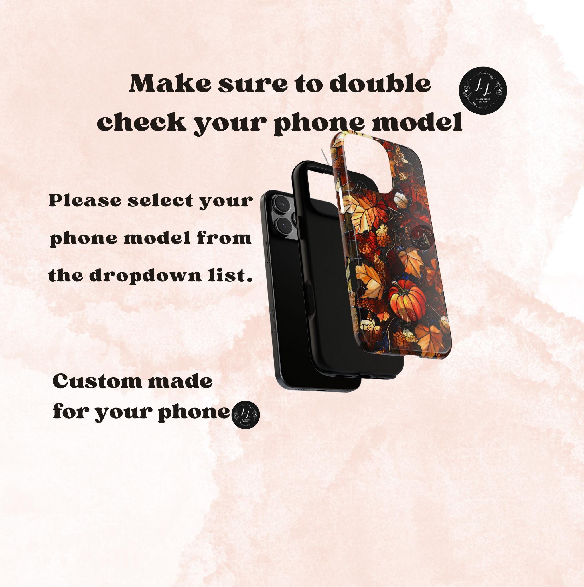Maple Leaves Faux Stained Glass Phone Case Fall Aesthetic Cover, Cozy Autumn Gift for iPhone 16 15 14 13, Galaxy S25 S24, Pixel 9 Pro Case
