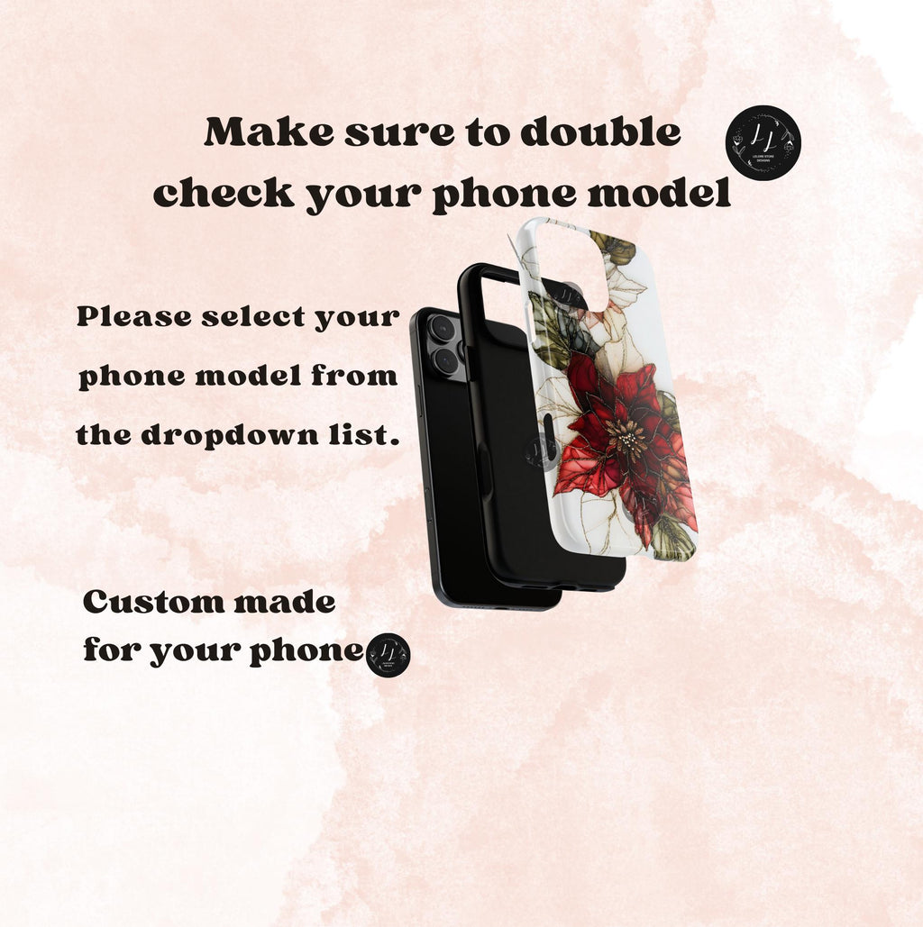 Red Poinsettia Christmas Phone Case: Holiday Floral iPhone, Samsung, Pixel