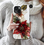 Red Poinsettia Christmas Phone Case: Holiday Floral iPhone, Samsung, Pixel