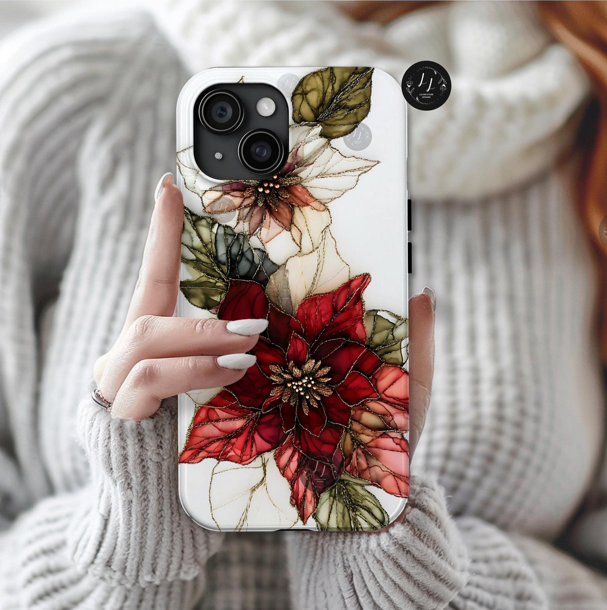 Red Poinsettia Christmas Phone Case: Holiday Floral iPhone, Samsung, Pixel