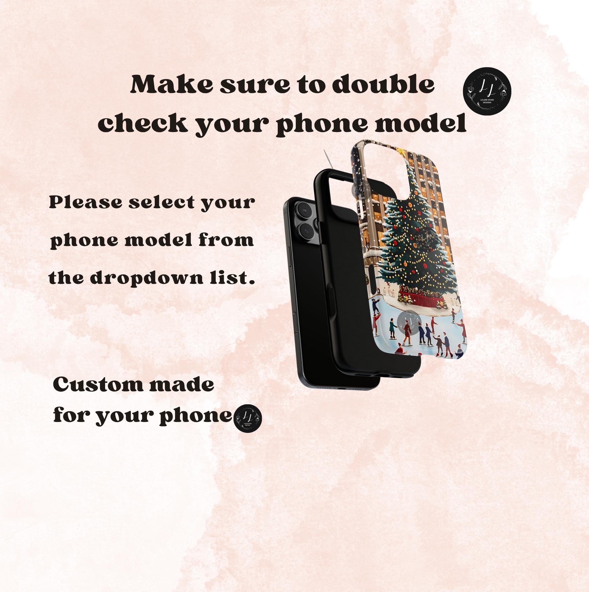 Vintage Christmas Phone Case: New York Skaters, Winter Holiday