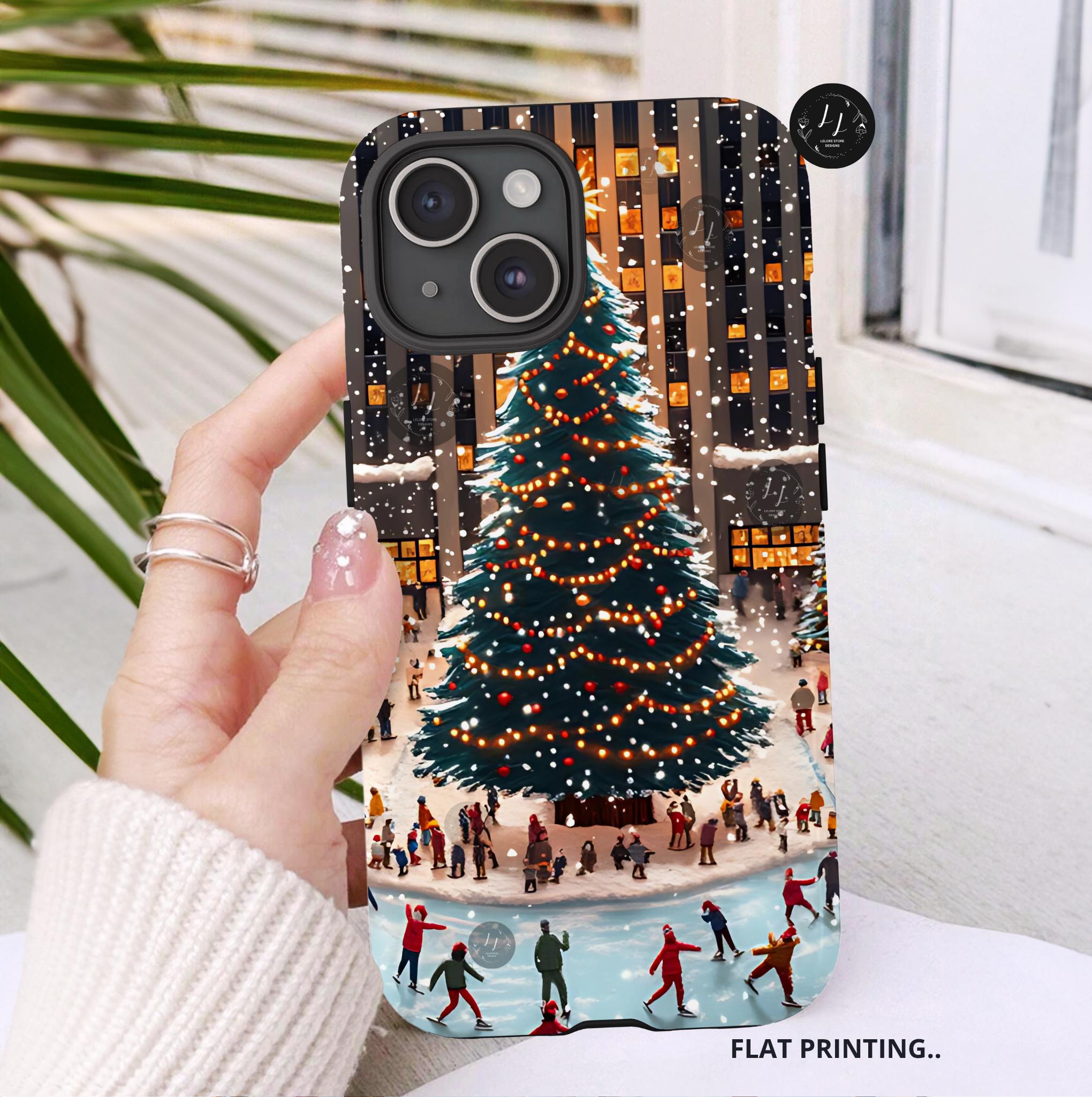 Vintage Christmas Phone Case: New York Skaters, Winter Holiday