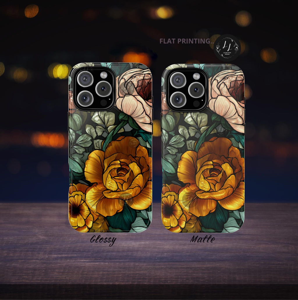 Floral Faux Stained Glass Phone Case: Botanical Mosaic Cover