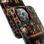 Bookish Christmas Bookshelf Phone Case: Santa Claus Lovers Gift
