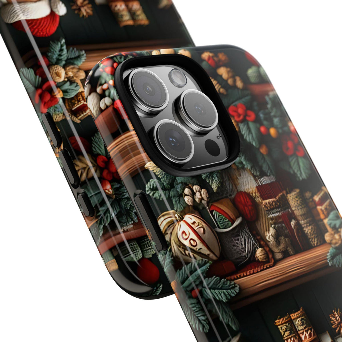 Bookish Christmas Bookshelf Phone Case: Santa Claus Lovers Gift