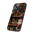 Bookish Christmas Bookshelf Phone Case: Santa Claus Lovers Gift