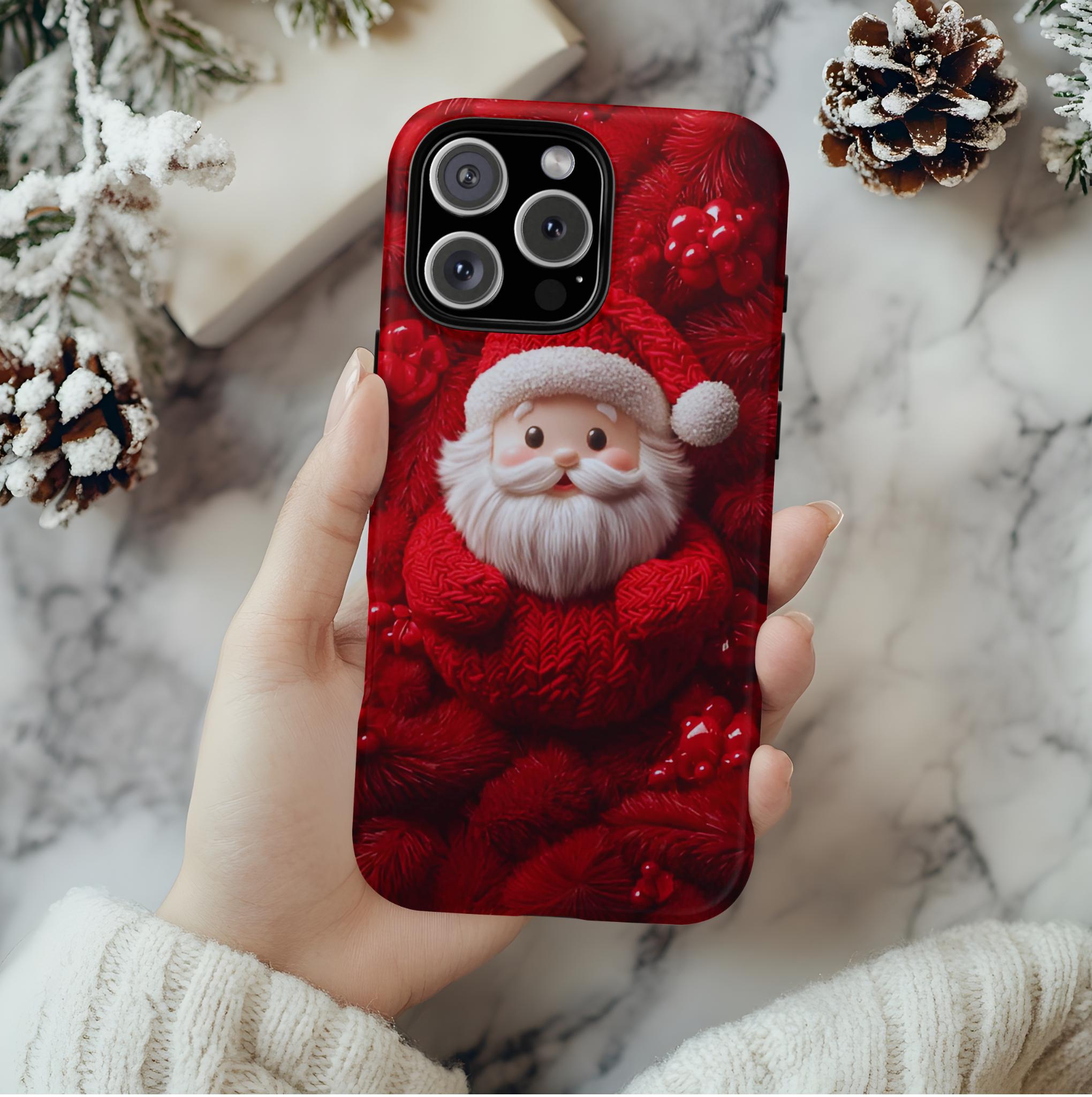 Cozy Santa Knit Phone Case: Christmas Holiday iPhone, Galaxy, Pixel