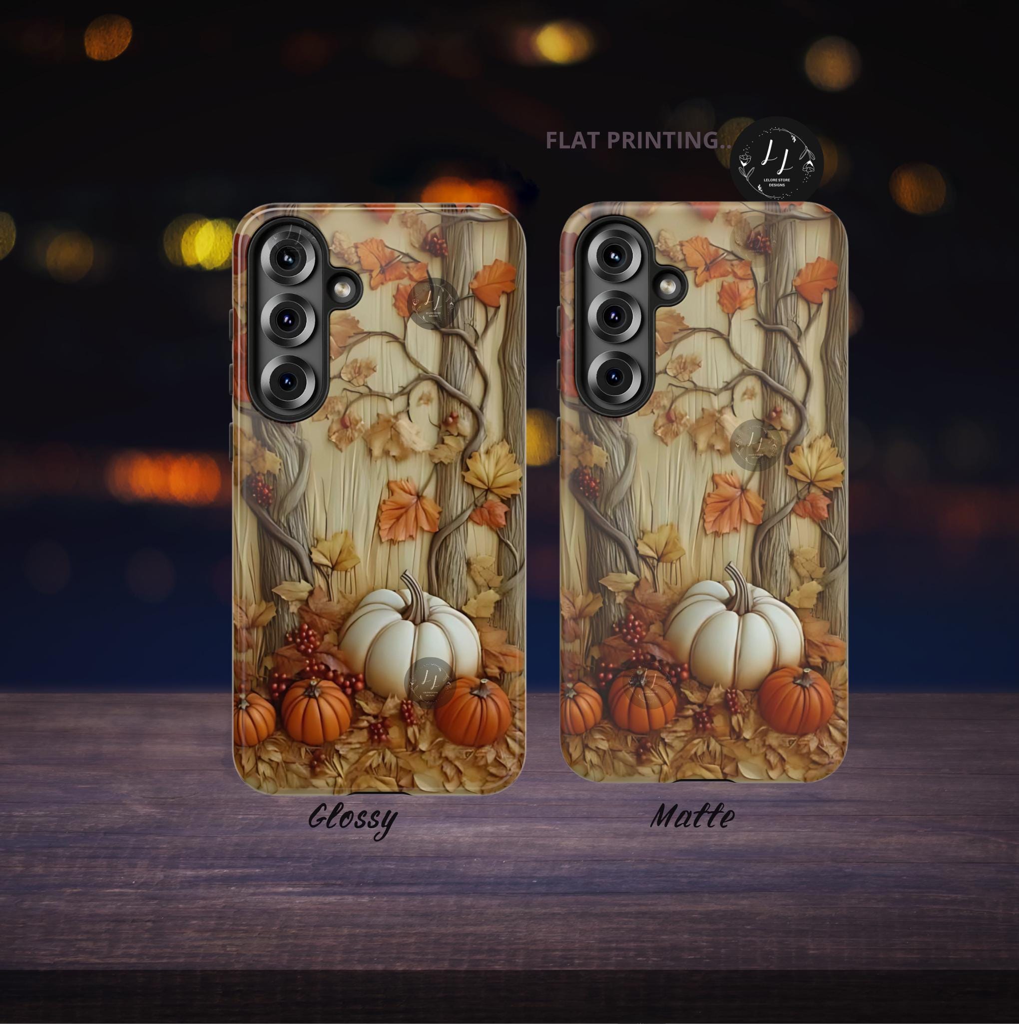 Fall Pumpkin Forest Phone Case: Autumn Foliage Design