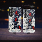 Winter Cardinal Snowflake Phone Case, Festive Holiday Design iPhone Galaxy Pixel