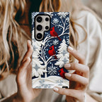 Winter Cardinal Snowflake Phone Case, Festive Holiday Design iPhone Galaxy Pixel