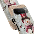 Vintage Christmas Snowman Phone Case: Nostalgic Holiday Postcard Design