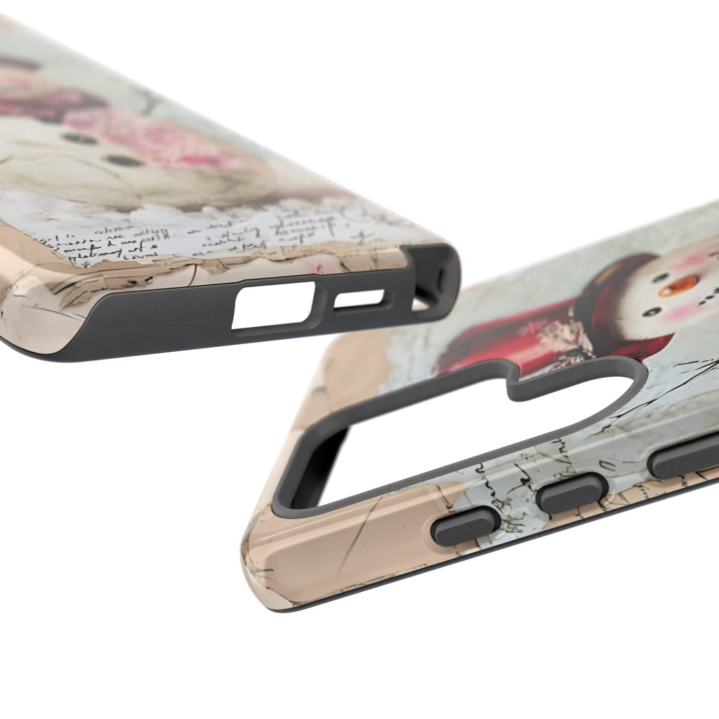 Vintage Christmas Snowman Phone Case: Nostalgic Holiday Postcard Design
