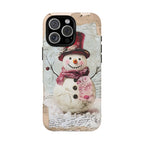 Vintage Christmas Snowman Phone Case: Nostalgic Holiday Postcard Design