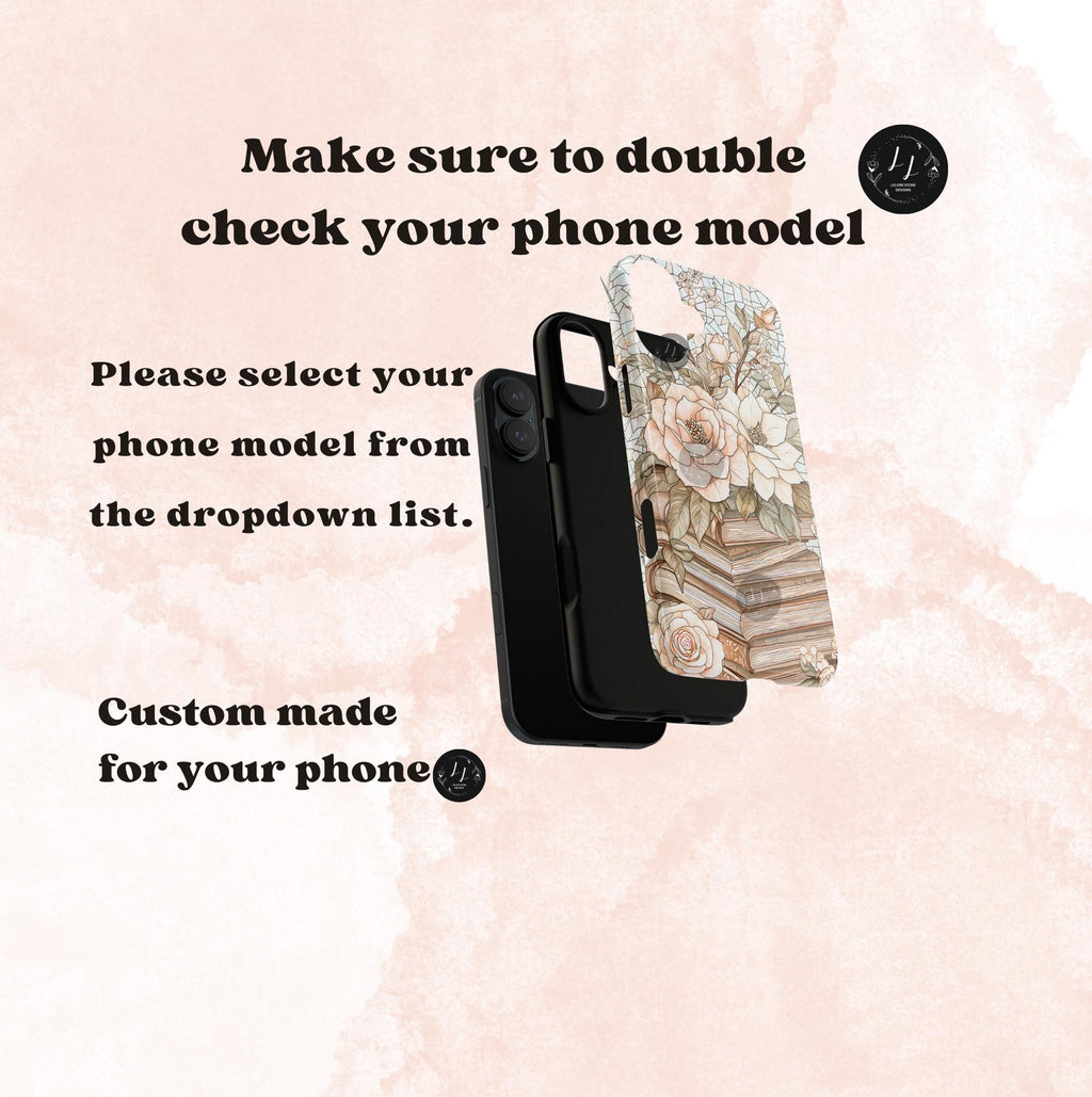 Fall Floral Faux Stained Glass Phone Case: Book Lover Gift