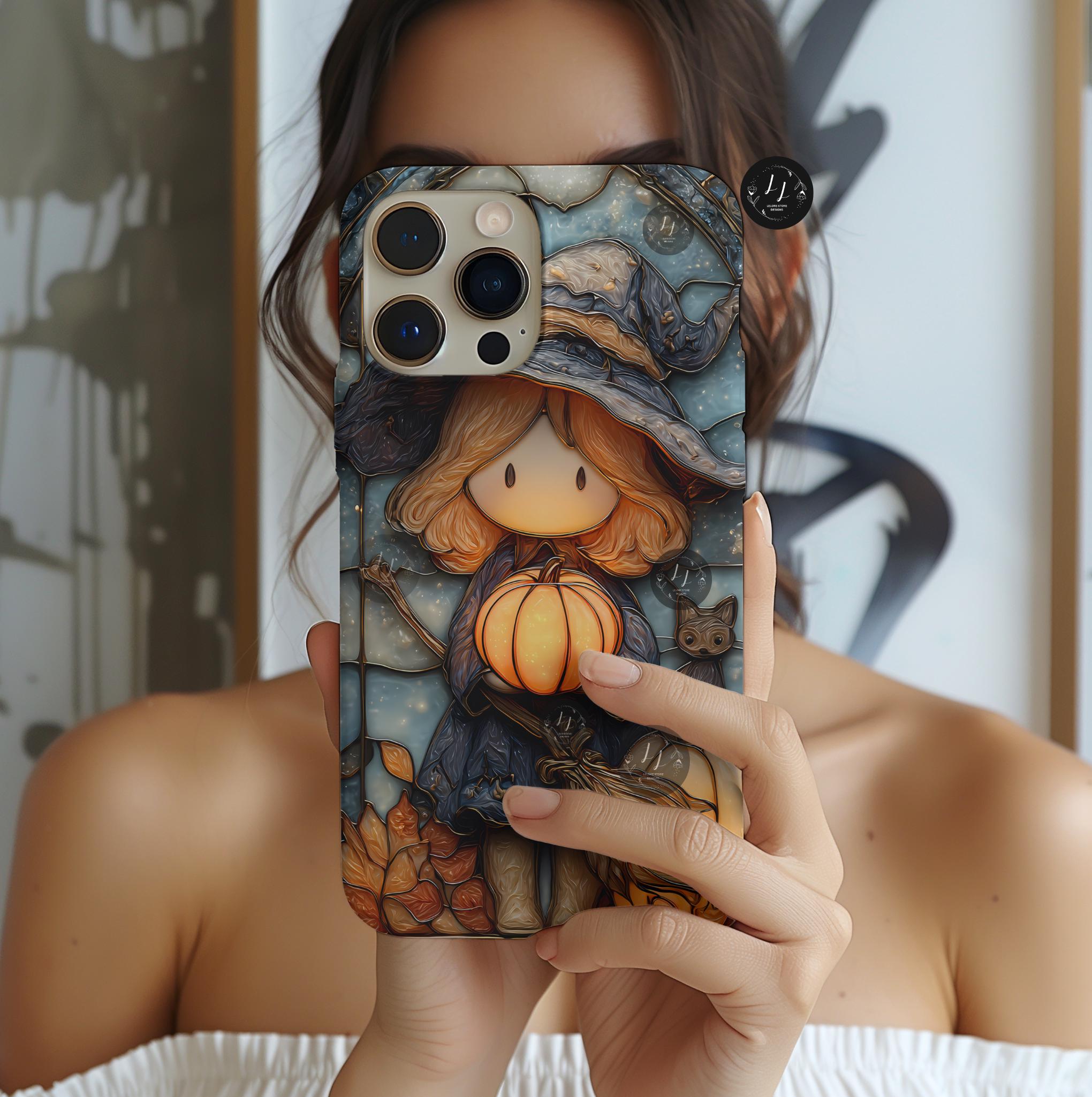 Witchy Jack-O'-Lantern Phone Case: Faux Stained Glass Halloween