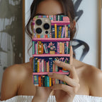 Vintage Pink Bookshelf Phone Case: Book Lover Gift  Bookish Literary cover iPhone, Galaxy , pixel