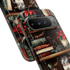 Christmas Bookshelf Phone Case: Festive Holiday Coffee Lover Gift