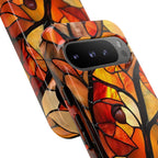 Faux Stained Glass Autumn Leaves Phone Case: Fall Mosaic Cover