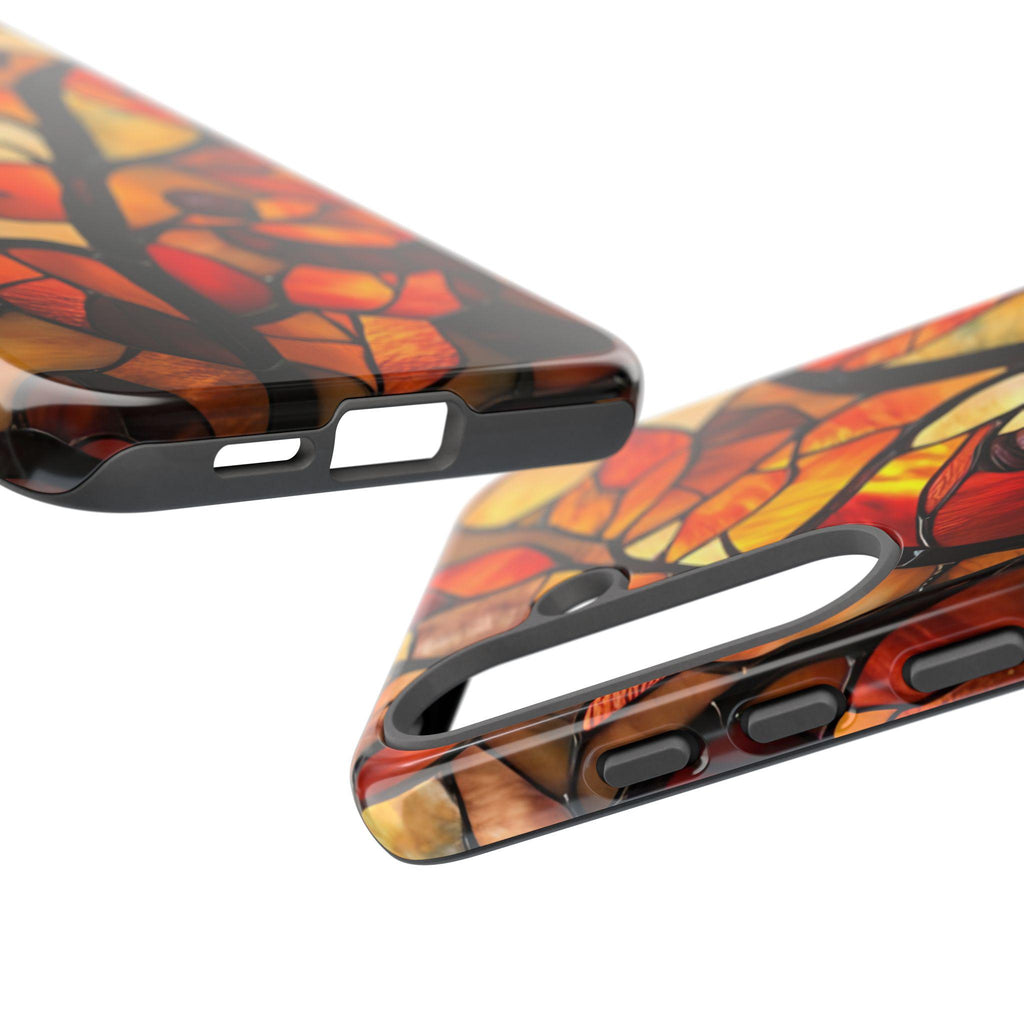 Faux Stained Glass Autumn Leaves Phone Case: Fall Mosaic Cover