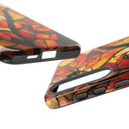 Faux Stained Glass Autumn Leaves Phone Case: Fall Mosaic Cover