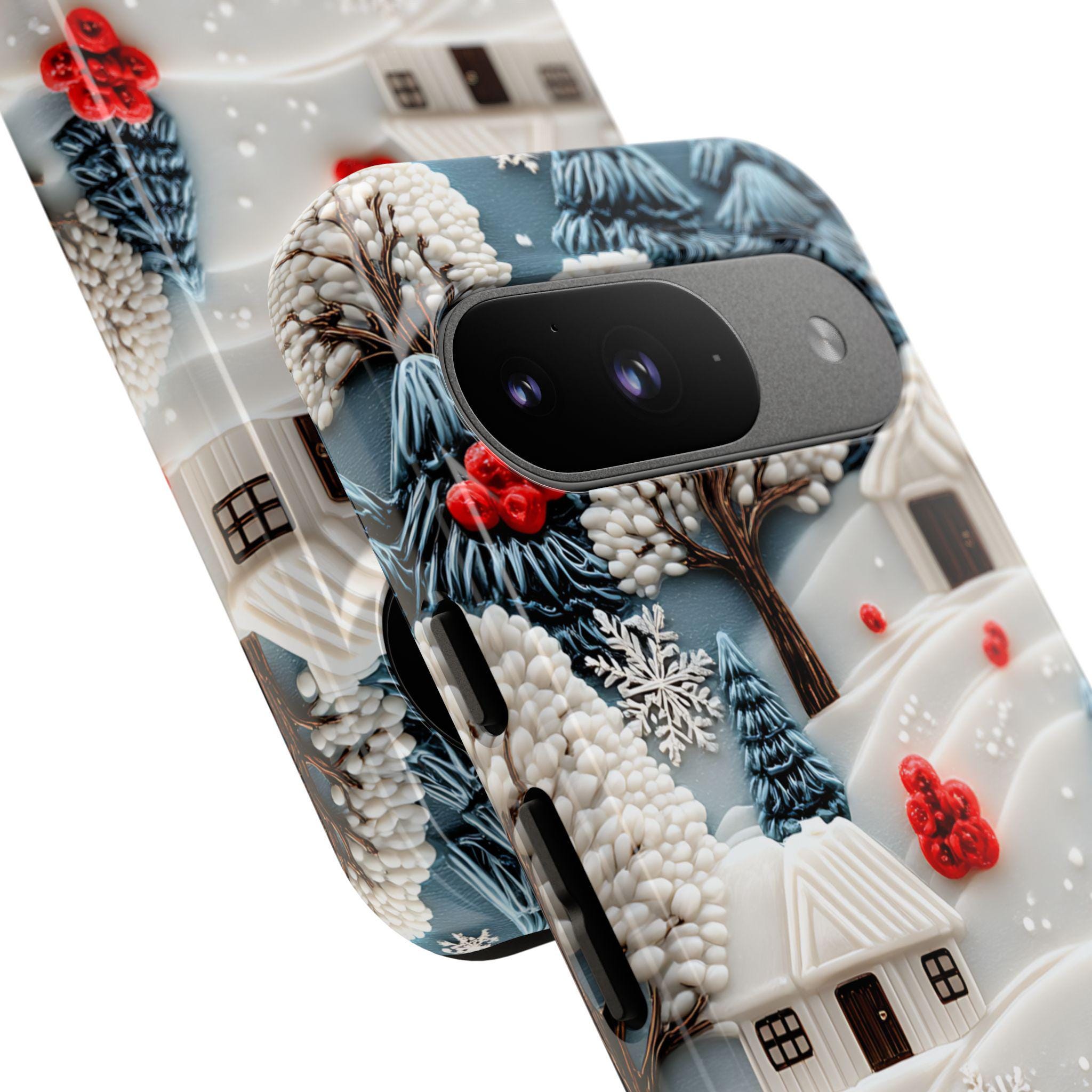 Vintage Red Truck Christmas Phone Case: Snowy Winter Holiday Cover