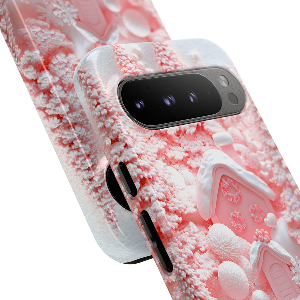 Pink Winter Forest Phone Case: Snowy Christmas Tree Holiday Cover