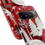Red and White Christmas Tree Phone Case: Snowy Holiday Cover
